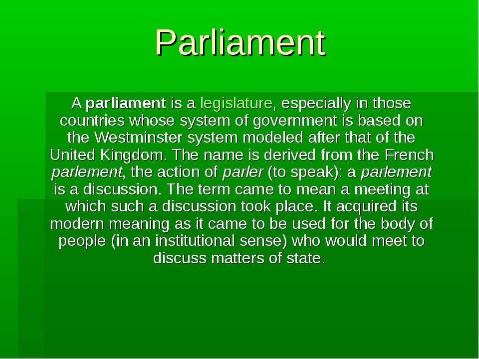 Parliament  - Скачать презентации бесплатно | Читать или скачать учебники для школы онлайн бесплатно ☑ Школьные учебники school-textbook.com