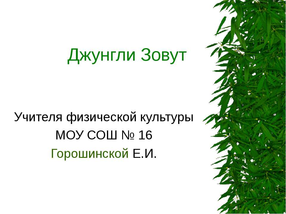 Джунгли Зовут - Скачать презентации бесплатно | Читать или скачать учебники для школы онлайн бесплатно ☑ Школьные учебники school-textbook.com