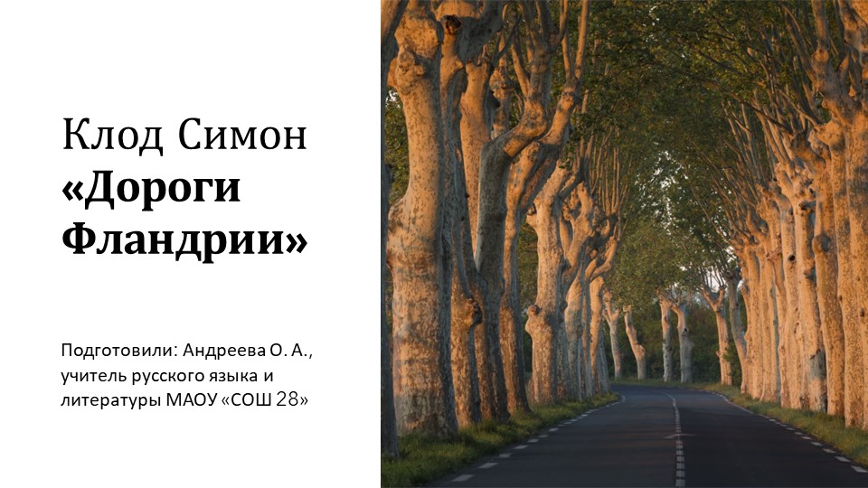 Презентация на тему "Французский антирома Клода Симона "Дороги Фландрии"" - Скачать презентации бесплатно | Читать или скачать учебники для школы онлайн бесплатно ☑ Школьные учебники school-textbook.com