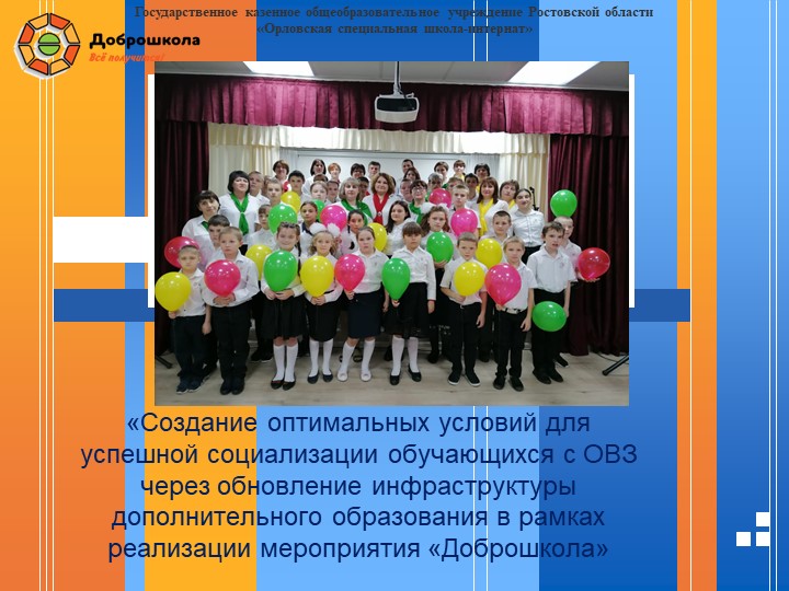 «Создание оптимальных условий для успешной социализации обучающихся с ОВЗ через обновление инфраструктуры дополнительного образования в рамках реализации мероприятия «Доброшкола».  - Скачать презентации бесплатно | Читать или скачать учебники для школы онлайн бесплатно ☑ Школьные учебники school-textbook.com