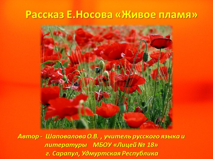 Презентация "Рассказ Е.Носова "Живое пламя"  - Скачать презентации бесплатно | Читать или скачать учебники для школы онлайн бесплатно ☑ Школьные учебники school-textbook.com
