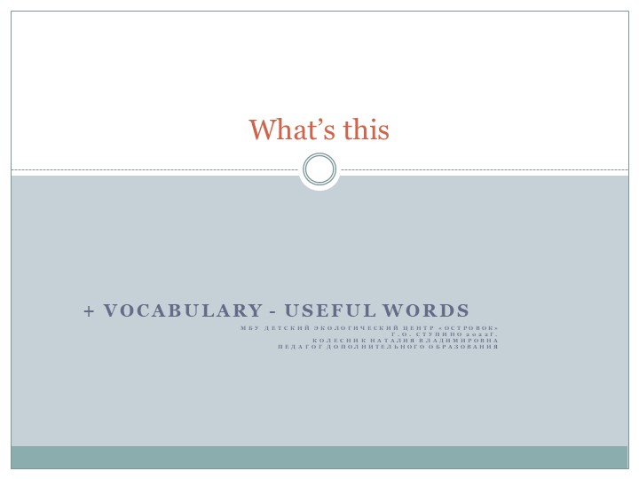 Презентация на тему "What's this + useful vocabulary" - Скачать презентации бесплатно | Читать или скачать учебники для школы онлайн бесплатно ☑ Школьные учебники school-textbook.com