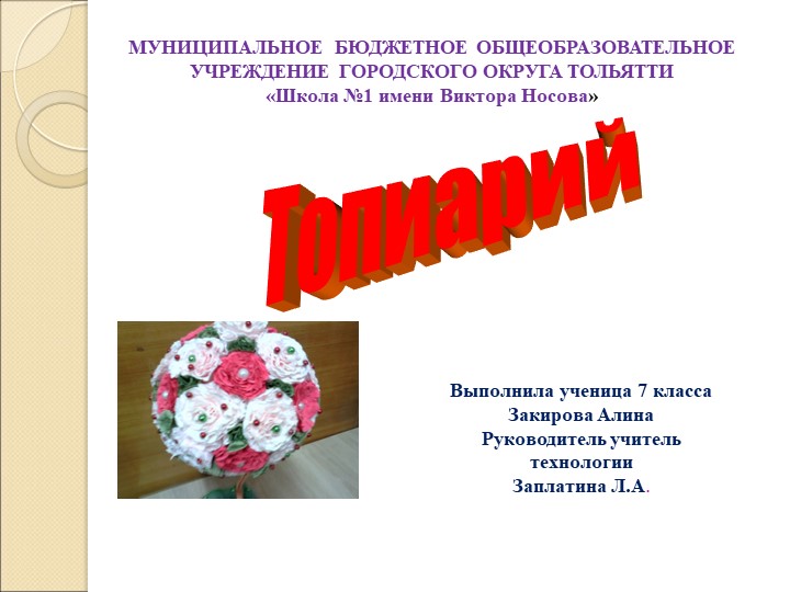 Презентация по технологии "Топиарий"  - Скачать презентации бесплатно | Читать или скачать учебники для школы онлайн бесплатно ☑ Школьные учебники school-textbook.com