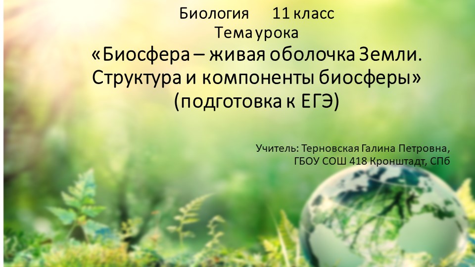 Подготовка выпускников 11 класса к ЕГЭ по теме "Биосфера" - Скачать презентации бесплатно | Читать или скачать учебники для школы онлайн бесплатно ☑ Школьные учебники school-textbook.com