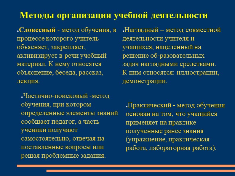 Презентация "Методы организации учебной деятельности" - Скачать презентации бесплатно | Читать или скачать учебники для школы онлайн бесплатно ☑ Школьные учебники school-textbook.com