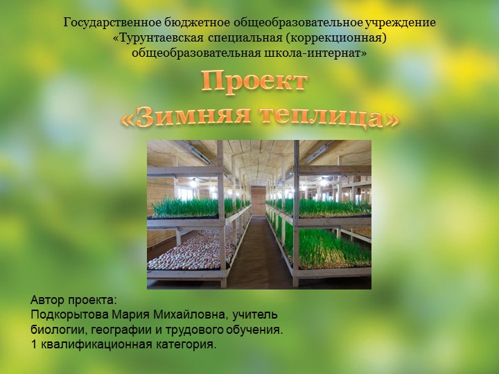 "ЗИМНЯ ТЕПЛИЦА В ШКОЛЕ" - Скачать презентации бесплатно | Читать или скачать учебники для школы онлайн бесплатно ☑ Школьные учебники school-textbook.com