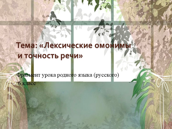 Презентация по родному русскому языку на тему "Лексические омонимы и точность речи"  - Скачать презентации бесплатно | Читать или скачать учебники для школы онлайн бесплатно ☑ Школьные учебники school-textbook.com