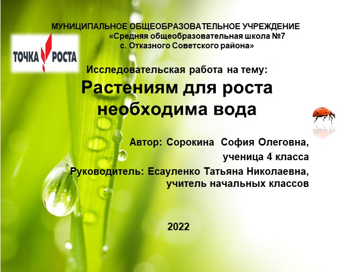 Исследовательская работа на тему: "Растениям для роста необходима вода"  - Скачать презентации бесплатно | Читать или скачать учебники для школы онлайн бесплатно ☑ Школьные учебники school-textbook.com