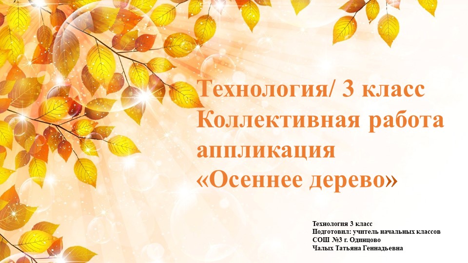 Презентация по технологии "Коллективная работа аппликация «Осеннее дерево»" (1-4 классы) - Скачать презентации бесплатно | Читать или скачать учебники для школы онлайн бесплатно ☑ Школьные учебники school-textbook.com