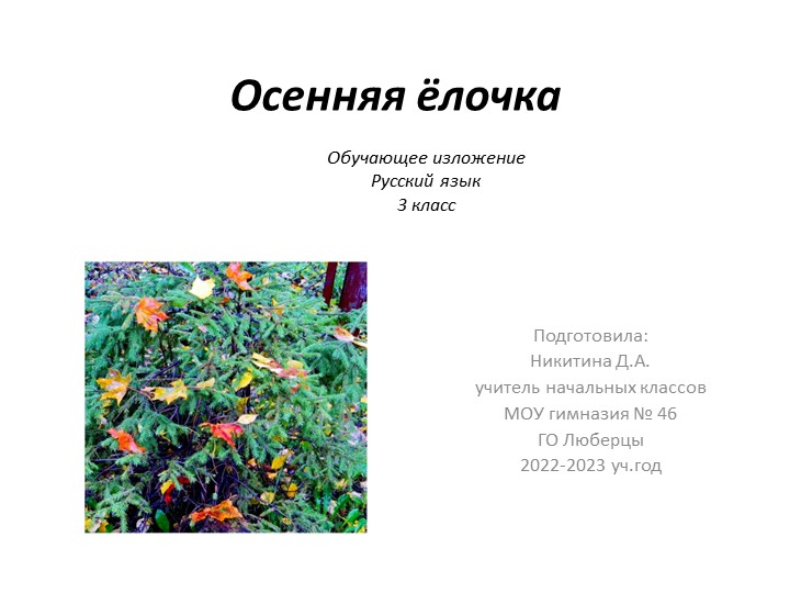 Презентация по русскому языку на тему "Осенняя ёлочка" (3 класс)  - Скачать презентации бесплатно | Читать или скачать учебники для школы онлайн бесплатно ☑ Школьные учебники school-textbook.com