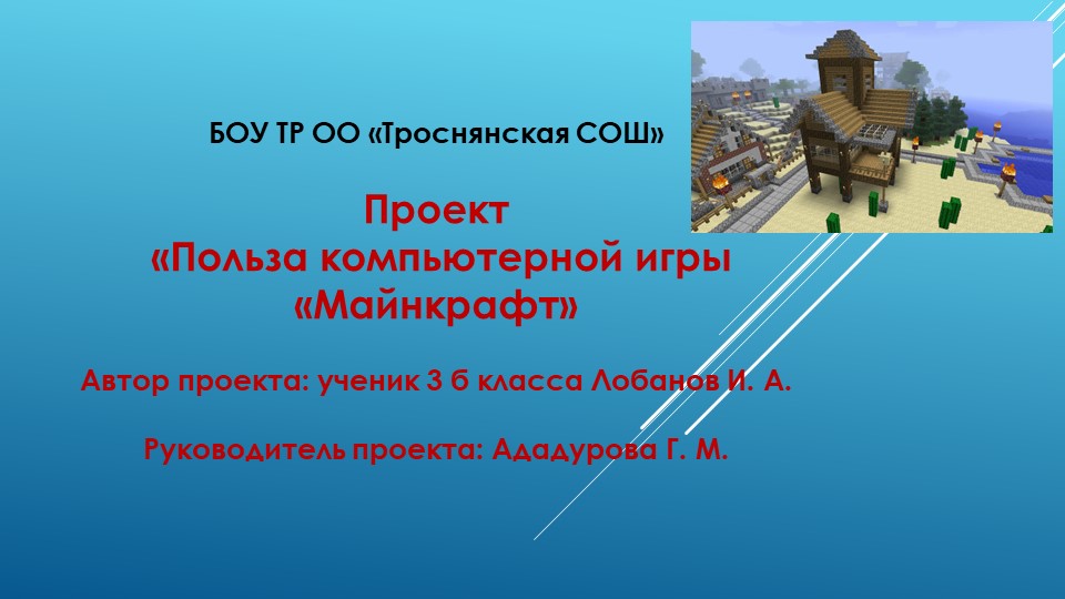 Проект «Польза компьютерной игры «Майнкрафт» - Скачать презентации бесплатно | Читать или скачать учебники для школы онлайн бесплатно ☑ Школьные учебники school-textbook.com