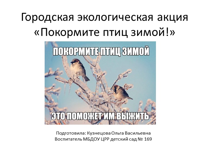 Акция "Покормите птиц зимой" - Скачать презентации бесплатно | Читать или скачать учебники для школы онлайн бесплатно ☑ Школьные учебники school-textbook.com