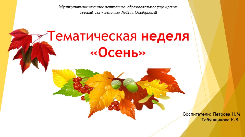 Отчёт по теме: тематической недели "Осень" - Скачать презентации бесплатно | Читать или скачать учебники для школы онлайн бесплатно ☑ Школьные учебники school-textbook.com