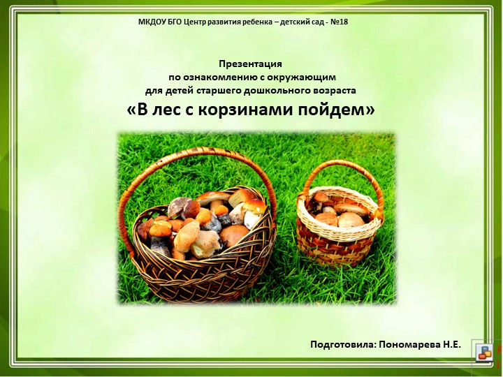 Презентация по ознакомлению с окружающим для детей старшего дошкольного возраста «В лес с корзинами пойдем» - Скачать презентации бесплатно | Читать или скачать учебники для школы онлайн бесплатно ☑ Школьные учебники school-textbook.com