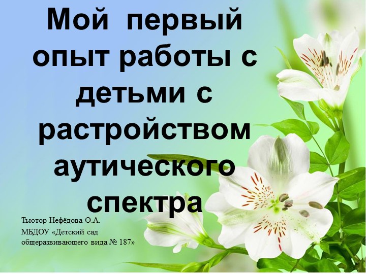 Презентация "Первый опыт работы с детьми с РАС" - Скачать презентации бесплатно | Читать или скачать учебники для школы онлайн бесплатно ☑ Школьные учебники school-textbook.com