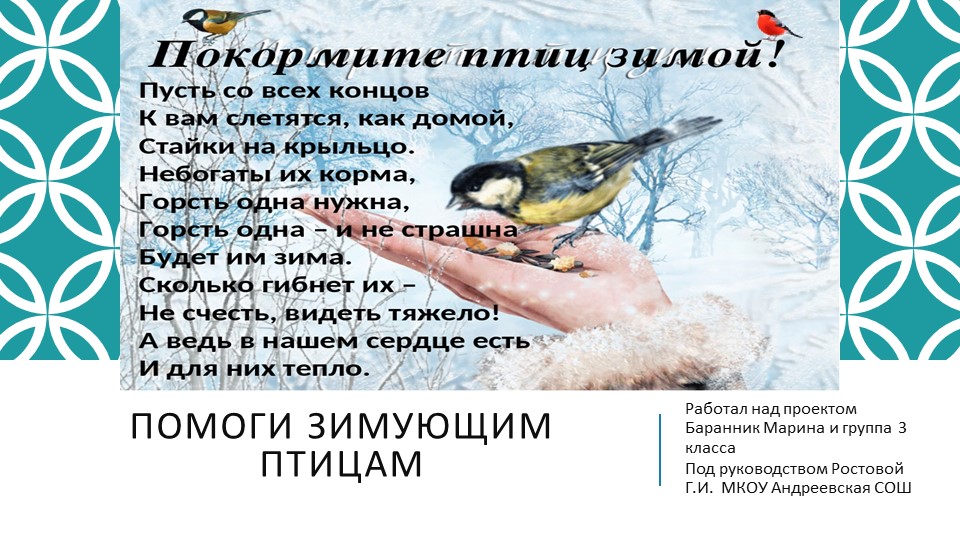 Презентация "Помоги зимующим птицам" - Скачать презентации бесплатно | Читать или скачать учебники для школы онлайн бесплатно ☑ Школьные учебники school-textbook.com